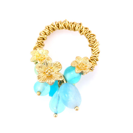 Gold-Tone Metal Blue Crystal Stretch Rings