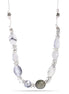Silver-Tone Metal Flower White And Grey Beads Adjustable Lobster Claw Closure Necklaces