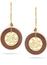 Gold-Tone Metal Filigree Brown Round Drop Earrings