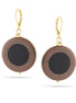 Gold-Tone Metal Brown And Black Round Drop Earrings