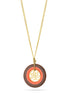 Gold-Tone Metal Coral Brown And Gold Filigree Round Pendant Necklace