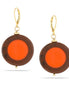 Gold-Tone Metal Coral And Brown Round Drop Earrings