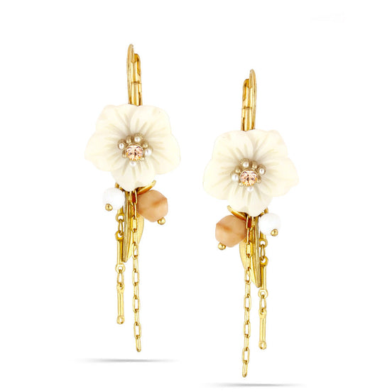 Gold-Tone Metal Mother Of Pearl Drop Earrings