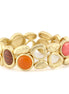 Gold Matte Finished-Tone Coral-Orange And Brown Stone Stretch Bracelets