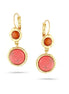 Gold-Tone Metal Pink And Orange Stone Metal Drop Earrings