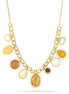 Gold-Tone Metal Yellow And Brown Stone Necklace