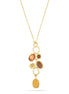 Gold-Tone Metal Yellow Orange And Brown Stone Pendant Necklace