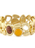 Gold Matte Finished-Tone Yellow-Orange And Brown Stone Stretch Bracelets