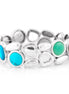 Silver Matte Finished-Tone Turquoise And Abolone Shell Stretch Bracelets