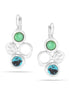 Silver-Tone Hammered Metal Turquoise Tone Drop Earrings