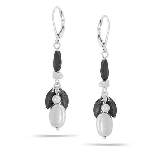 Hematite-Silver-Tone Metal Drop Earrings
