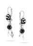 Silver-Tone Metal Arrow Balck And Clear Crystal Beard Drop Earrings