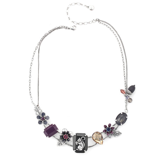 Silver-Tone Metal Flower Necklace