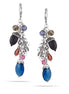 Silver-Tone Metal Blue Crystal Acorn And Leaf Charm Earrings