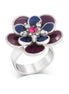 Silver-Tone Metal Amethyst Adjustable Up To Size 8 Ring