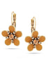 Gold-Tone Metal Peach Flower Crystal Earrings