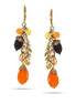 Gold-Tone Metal Orange Crystal Acorn And Leaf Charm Earrings