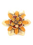 Gold-Tone Metal Peach And Orange Flower Crystal Brooches