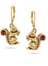 Gold-Tone Metal Squirrel Purple Crystal Earrings