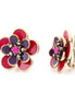 Gold-Tone Metal Purple And Pink Flower Crystal Clip On Earrings