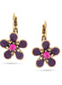 Gold-Tone Metal Purple Flower Crystal Earrings