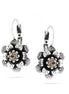 Silver-Tone Metal Flower Crystal Drop Earrings