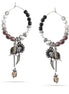 Silver-Tone Metal Flower And Bird Beads Hoop Earrings