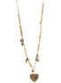 Gold-Tone Metal Mix Charms Heart Locket And Beads Lobster Claw Closure Layered Necklaces