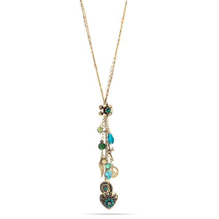 Gold-Tone Metal Mix Charms Adjustable Lobster Claw Closure Necklaces