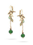 Gold-Tone Metal Green Beads Tassel Earrings
