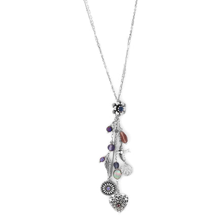 SILVER MIX CHARMS LOCKET PENDANT  NECKLACES #215PP1401 (1A8)