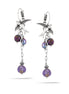 Silver-Tone Metal Bird Blue Pearl Brads Drop Earrings