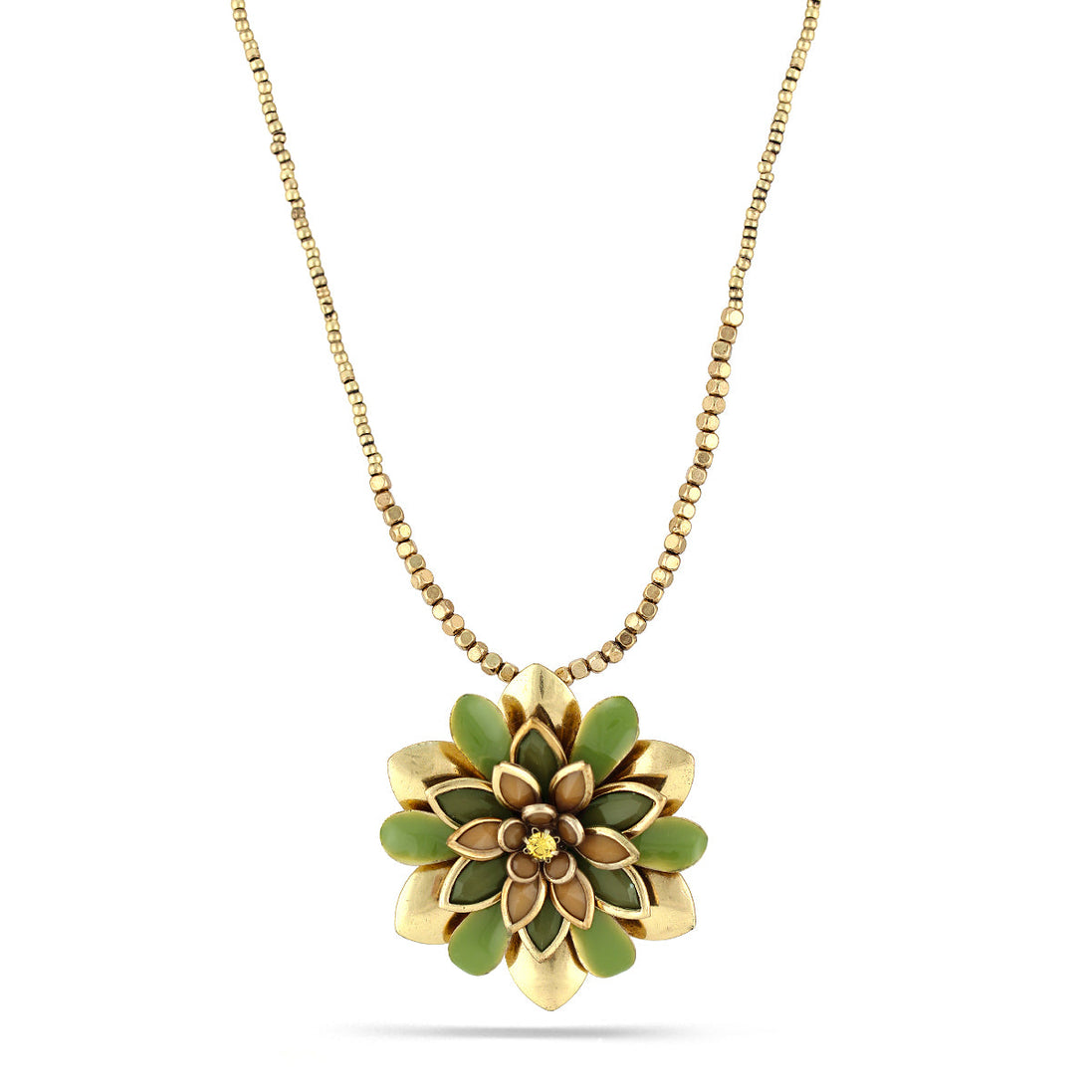 Gold-Tone Metal Olive Flower Necklace
