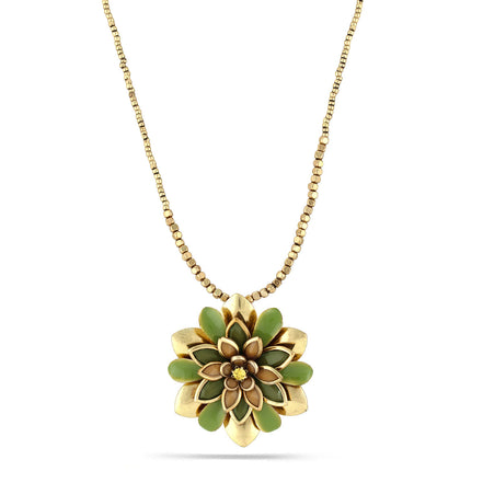 Gold-Tone Metal Olive Flower Necklace