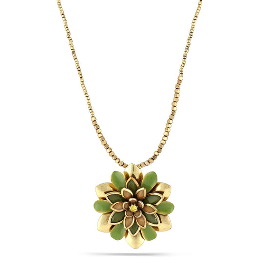 Gold-Tone Metal Olive Flower Necklace