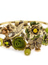 Gold-Tone Metal Green Flower Butterfly And Bird Hinged Bracelets