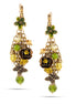 Gold-Tone Metal Green Flower Crystal Drop Earrings