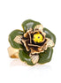 Gold-Tone Metal Green Flower Crystal Adjustable Rings