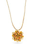 Gold-Tone Metal Yellow And Orange Flower Necklace