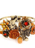 Gold-Tone Metal Orange Flower Butterfly And Bird Hinged Bracelets