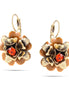 Gold-Tone Metalflower Red Crystal Earrings