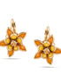 Gold-Tone Metal Yellow And Orange Flower Drop Earrings