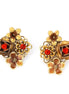 Gold-Tone Metal Cream Flower Crystal Clip On Earrings
