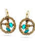 Gold-Tone Metal Green Turquoise Drop Earrings