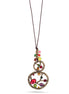 Gold-Tone Metal Multicolor Crystal Brown Leather Chain Necklace