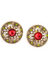 Gold-Tone Metal Red Stone Clip On Earrings