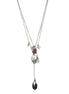 Oxidized Silver-Tone Metal Black And Grey Beads Charms Layered Necklaces