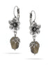 Antique-Dilver-Tone Metal Flower Gray Drop Earrings