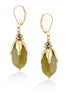 Gold-Tone Metal Olive Faceted Stone Drop Earrings