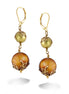 Gold-Tone Metal Gold Pearl And Gold Mop Earrings
